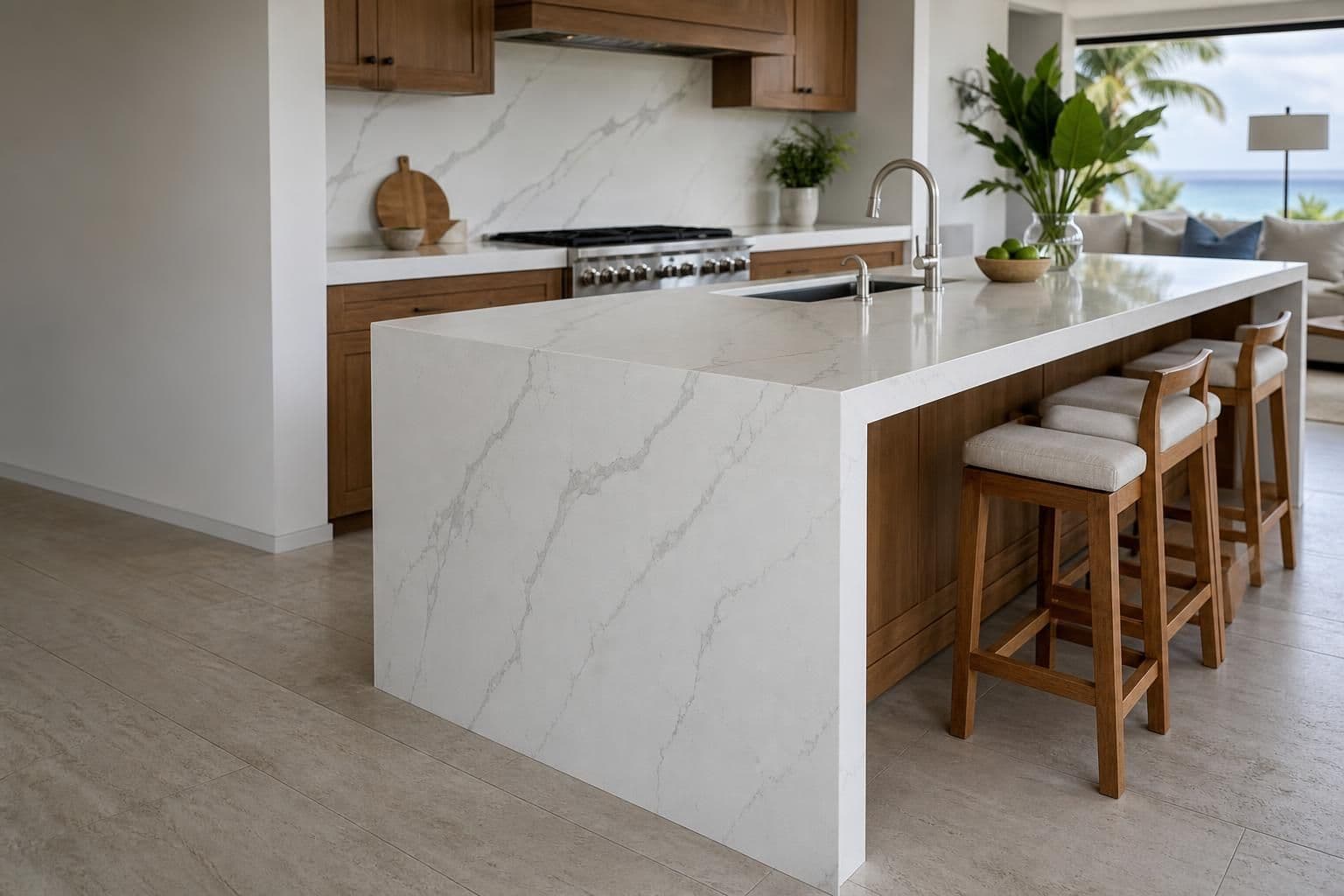 Waterfall Countertop Cost: What Oahu Homeowners Pay